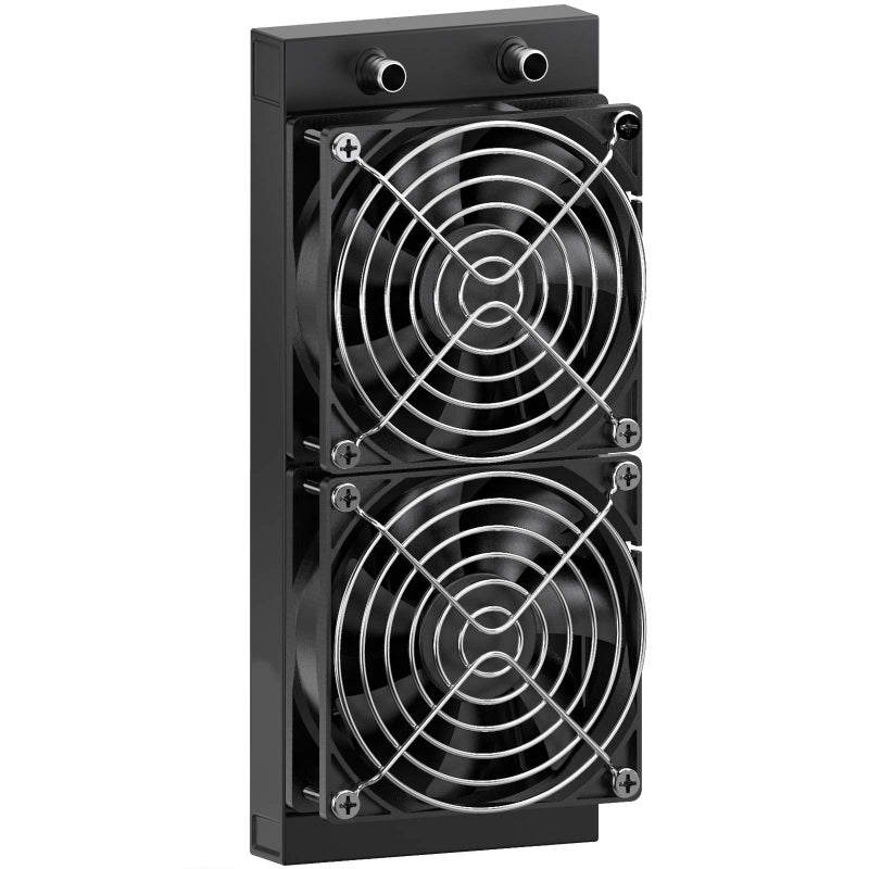 Clyxgs Water Cooling Radiator, 12 Pipe Aluminum Heat Exchanger Radiator with Fan for PC CPU Computer Water Cool System DC12V 240mm Black - Image 1